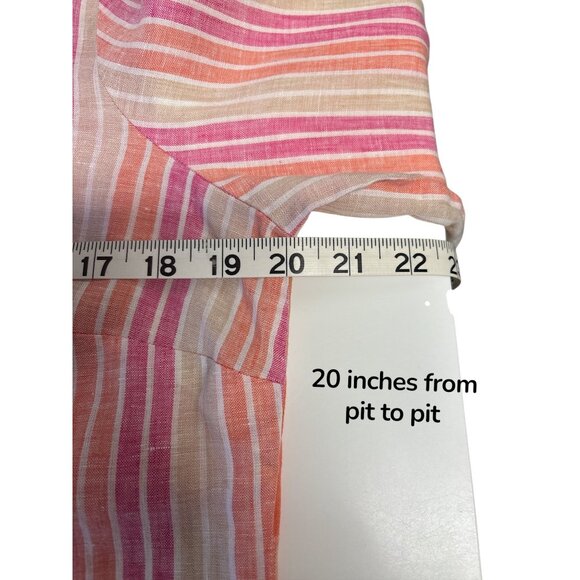 Foxcroft Womens Relaxed Fit Linen Striped Button-Down Shirt Size 4 Multicolor - Picture 5 of 6